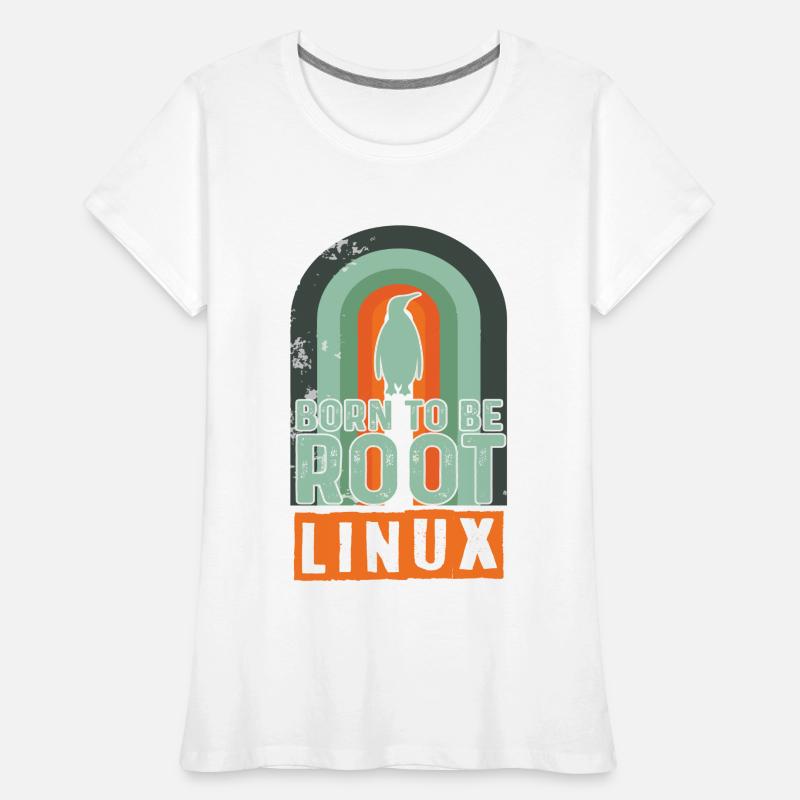 Né pour être Root Retro Linux Nerd Coding Geek T-shirt bio Premium Femme