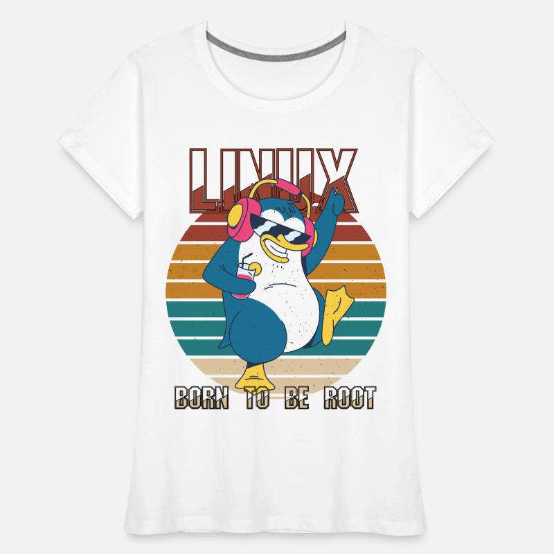 Born To Be Root Party Linux Cool Penguin Nerd Prog T-shirt bio Premium Femme