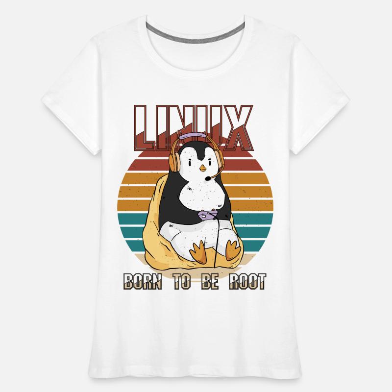 Linux Gamer Root Party Cool Penguin Nerd Programmes T-shirt bio Premium Femme