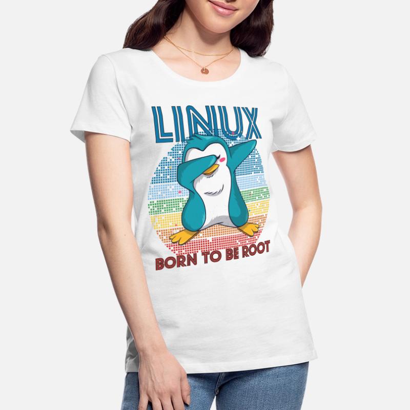 Born To Be Root Retro Penguin Linux Nerd Program T-shirt bio Premium Femme