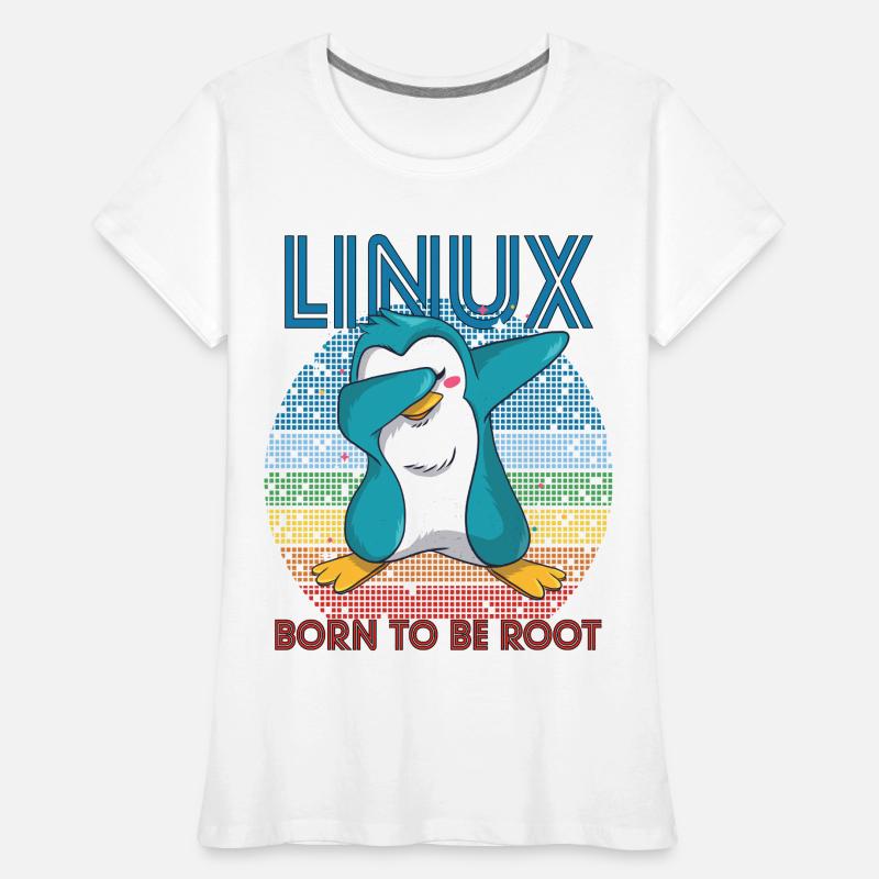 Born To Be Root Retro Penguin Linux Nerd Program T-shirt bio Premium Femme