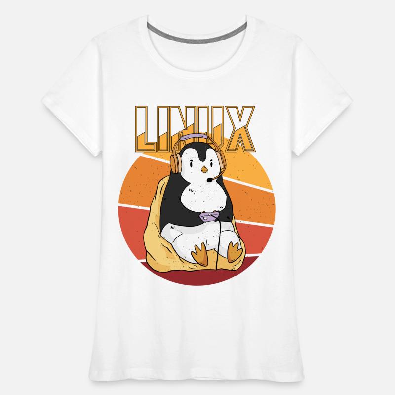 Gamer Penguin Linux Root Party Nerd Programmer Com Frauen Premium Bio T-Shirt