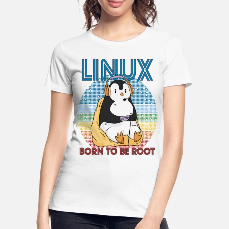 Gamer Root Retro Penguin Linux Nerd Programmeur Gee T-shirt bio Premium Femme