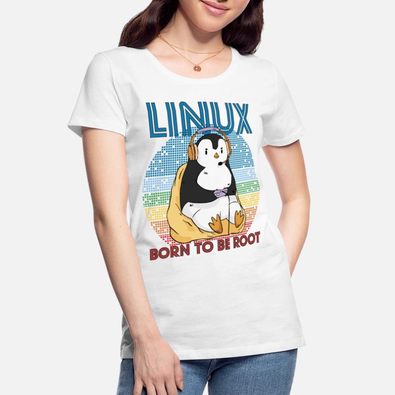 Gamer Root Retro Penguin Linux Nerd Programmeur Gee T-shirt bio Premium Femme