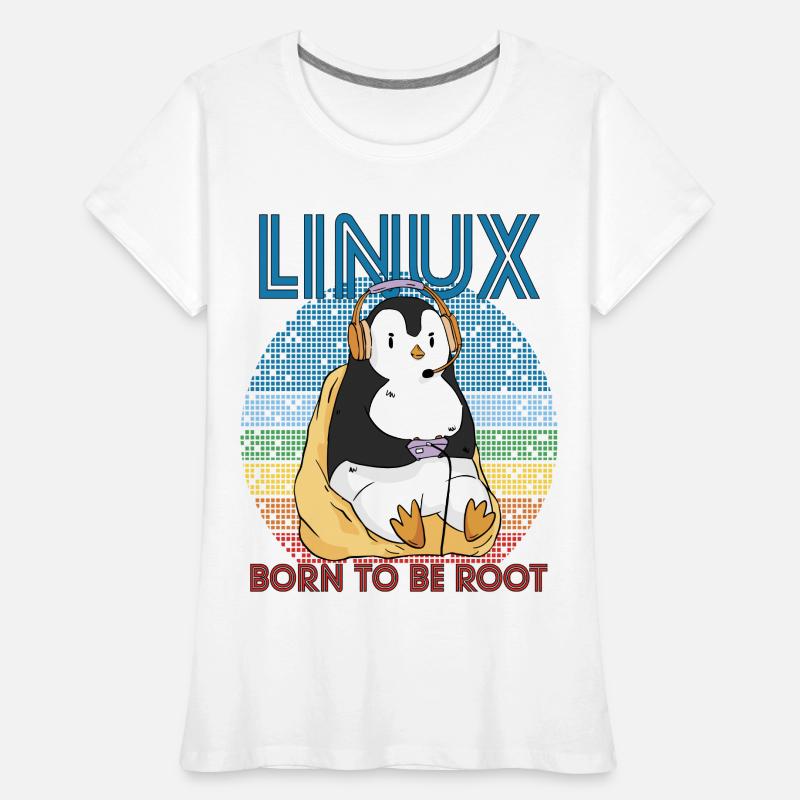 Gamer Root Retro Penguin Linux Nerd Programmeur Gee T-shirt bio Premium Femme