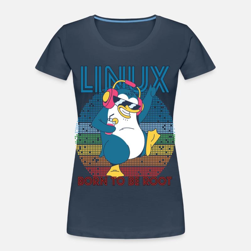 Root Party Penguin Retro Linux Cool Nerd Programme Frauen Premium Bio T-Shirt