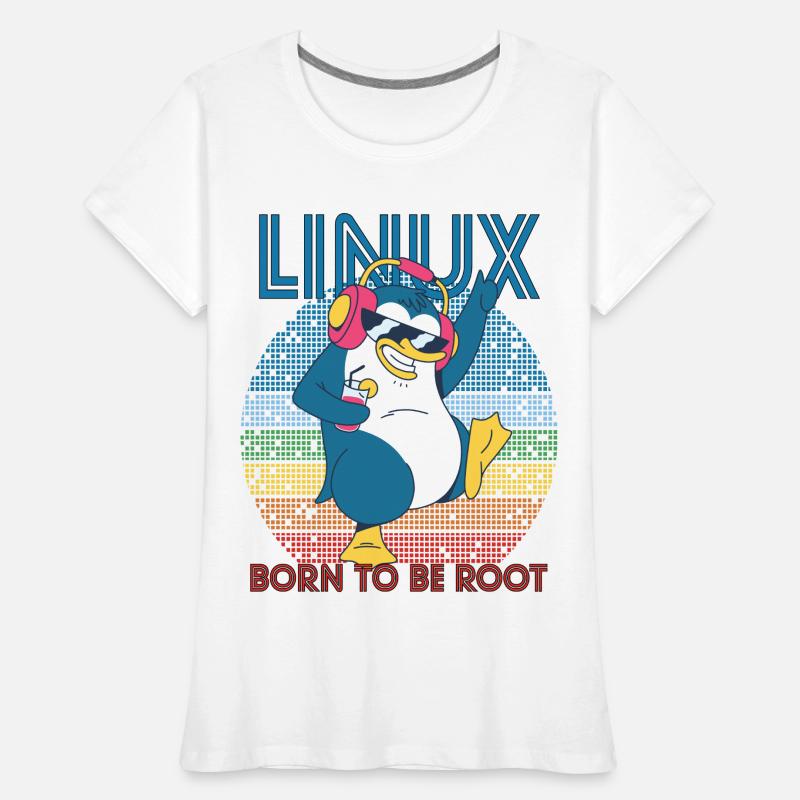 Root Party Penguin Retro Linux Cool Nerd Programme Frauen Premium Bio T-Shirt