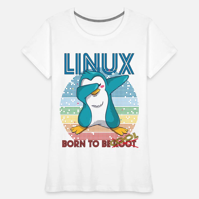 Linux Cool Born To Be Root Cute Penguin Geek Admin T-shirt bio Premium Femme