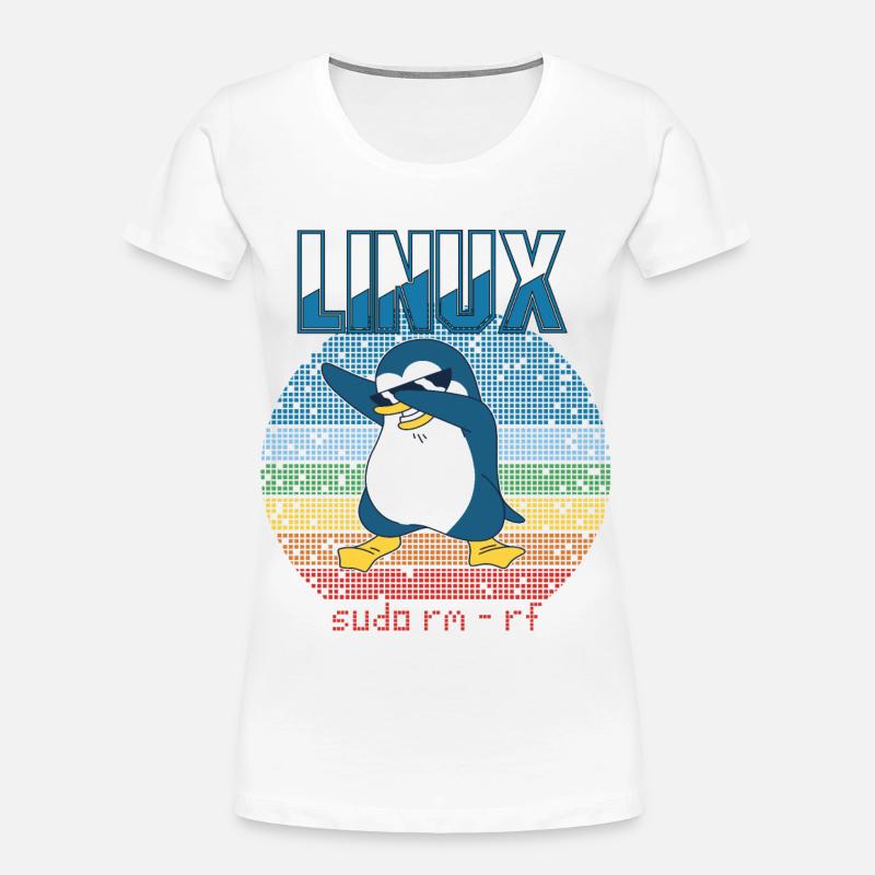 Linux Sudo Root Geek Admin Penguin Nerd Programmer - Frauen Premium Bio T-Shirt - Weiß