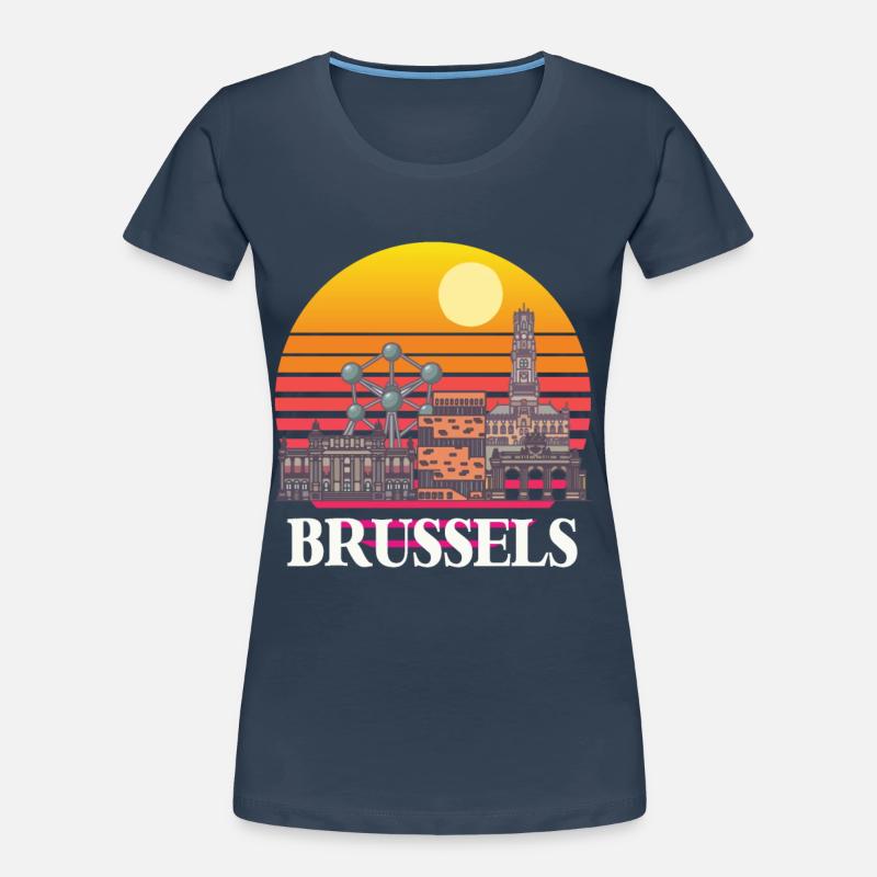 Brussels Skyline Science Atomic nucleus Physics Atom Women's Premium Organic T-Shirt