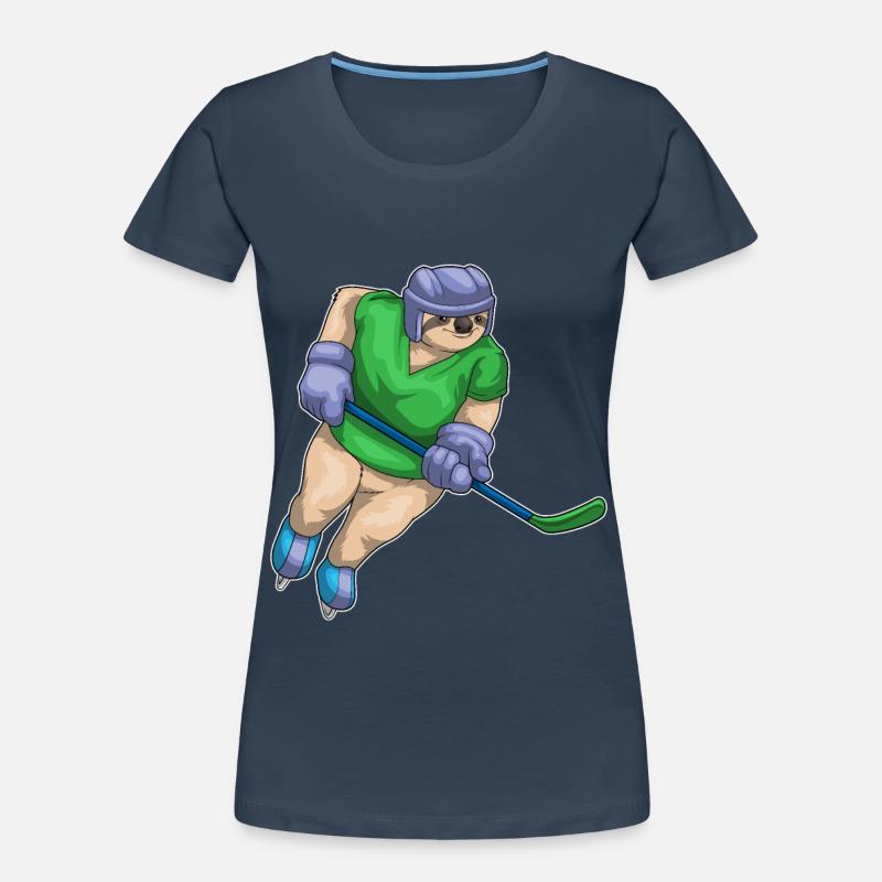 Faultier Eishockey Eishockeyschläger Frauen Premium Bio T-Shirt