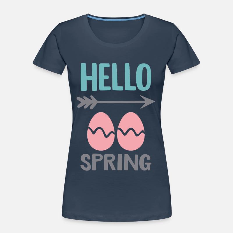 Hello Spring Spring Design with Easter Eggs Women's Premium Organic T-Shirt