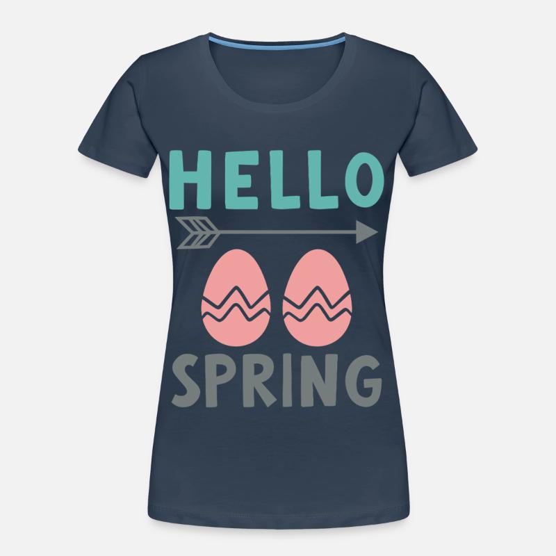Hello Spring Spring Design with Easter Eggs Women's Premium Organic T-Shirt