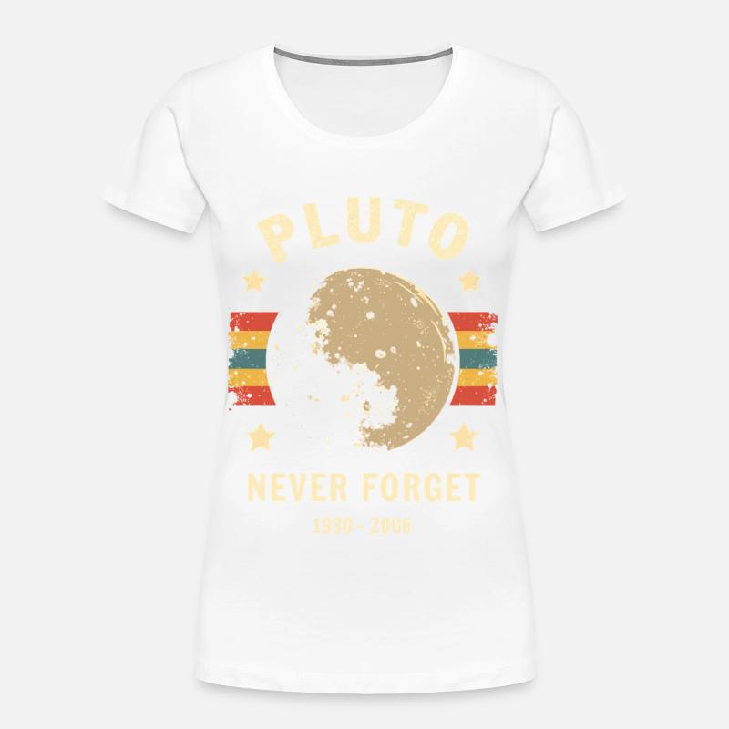 Pluto Never Forget – Retro Space - Frauen Premium Bio T-Shirt - Weiß