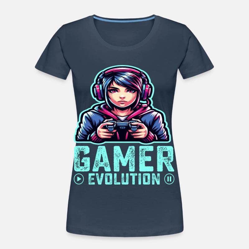 Die Evolution eines Gamers, cooles Gaming-Design Frauen Premium Bio T-Shirt