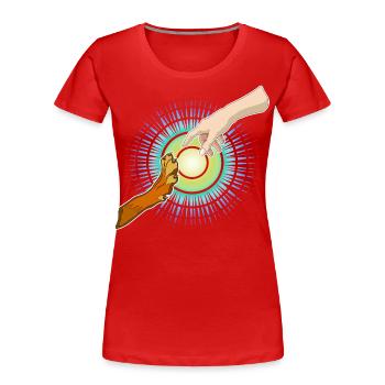 Hundepfote Menschenhand - Frauen Premium Bio T-Shirt -  - Vorne - Mia (176cm)