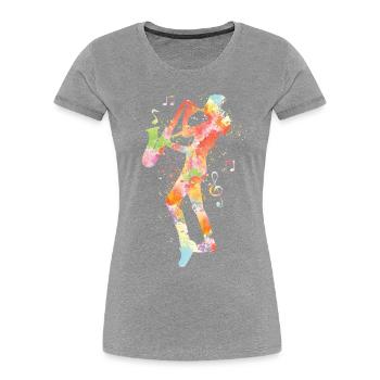 Saxophone Watercolor - Frauen Premium Bio T-Shirt -  - Vorne - Mia (176cm)