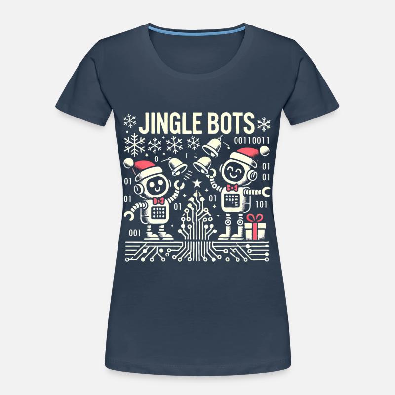 Jingle Bots - Christmas Robots with Binary Code Women's Premium Organic T-Shirt