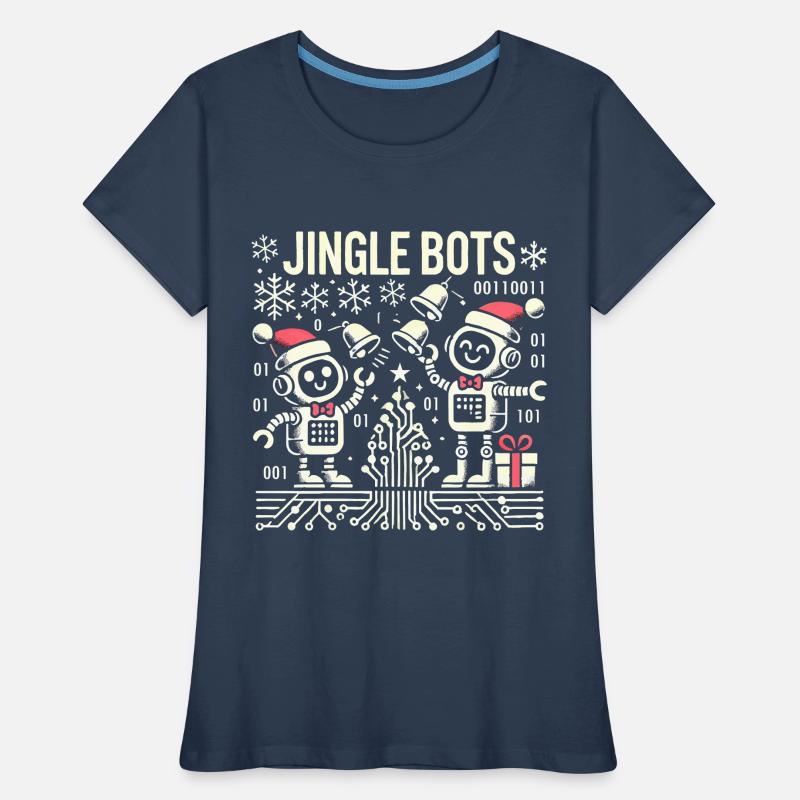 Jingle Bots - Christmas Robots with Binary Code Women's Premium Organic T-Shirt
