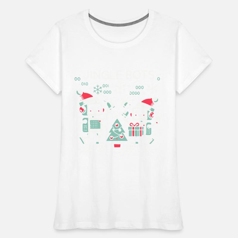 Jingle Bots - Robot de Noël avec code binaire T-shirt bio Premium Femme