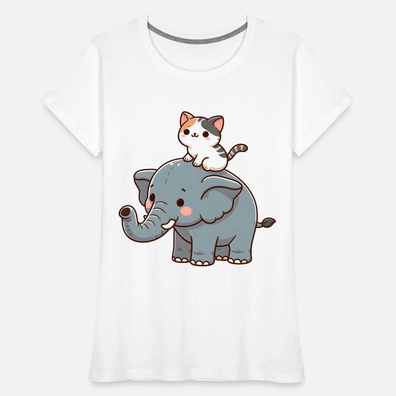 Le chat monte à dos d’éléphant T-shirt bio Premium Femme