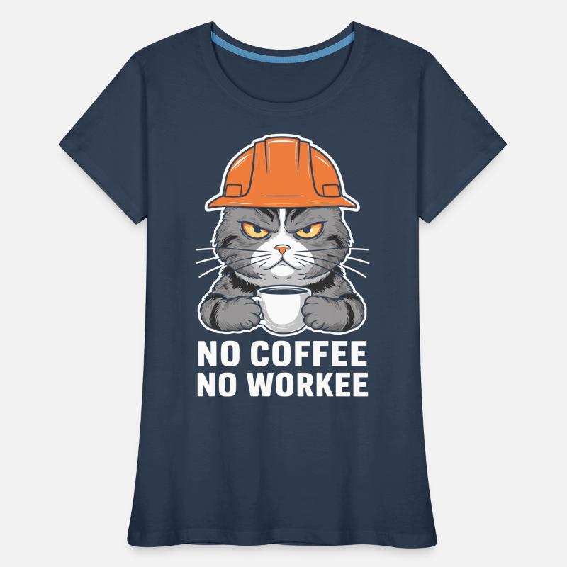 Pas de café pas de travail Conception de chat T-shirt bio Premium Femme
