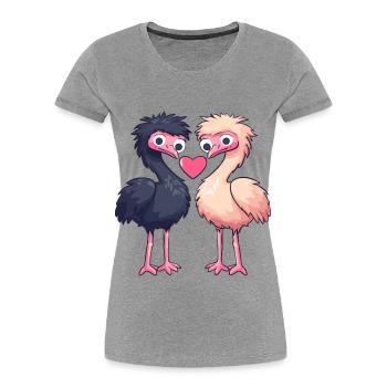 Ostrich Couple Love Couple In Love - Women's Premium Organic T-Shirt -  - Front - Mia (176cm)