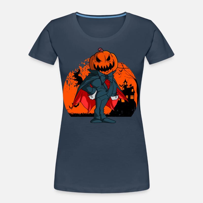 Vampire Pumpkin Head Pumpkin Lantern Halloween Women's Premium Organic T-Shirt