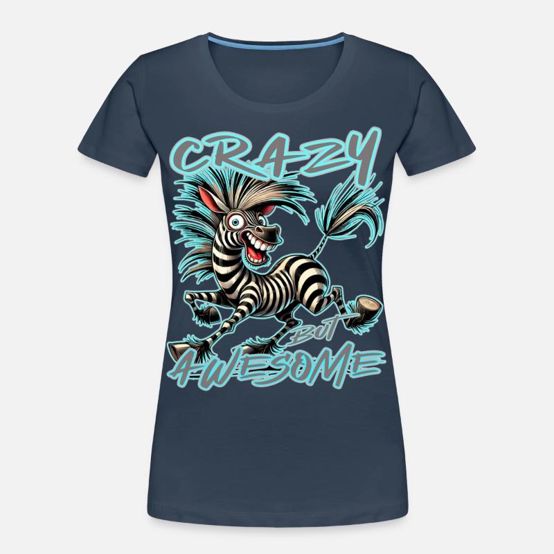 Crazy but Awesome Zebra Comic Style Women's Premium Organic T-Shirt