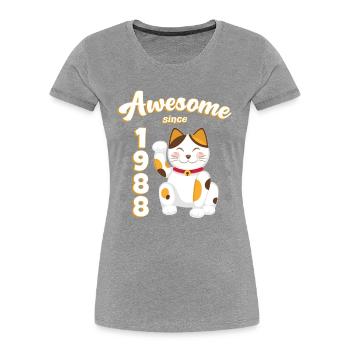 1988 Anniversaire Génial depuis Cat Maneki neko - T-shirt bio Premium Femme -  - Devant - Mia (176cm)
