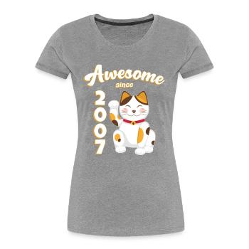 2007 Anniversaire Génial depuis Cat Maneki neko - T-shirt bio Premium Femme -  - Devant - Mia (176cm)