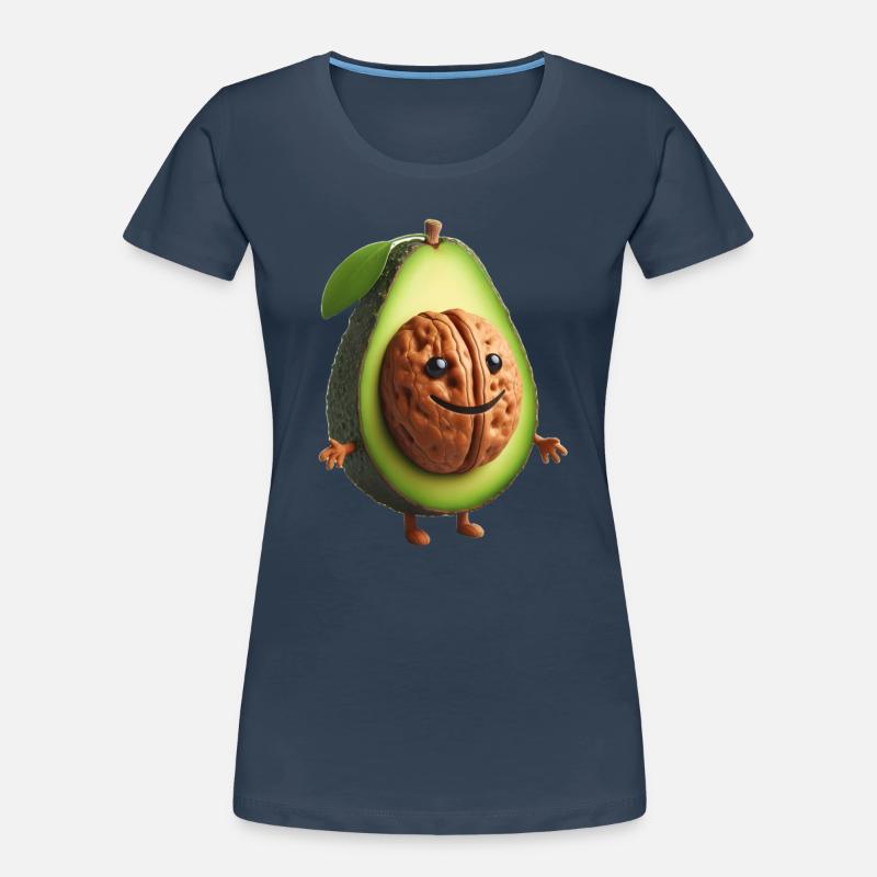 Cute avocado with walnut kernel! Women's Premium Organic T-Shirt