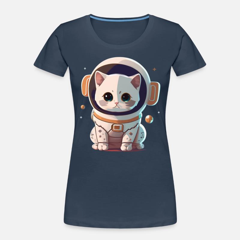 Chatstronaute mignon #2 T-shirt bio Premium Femme