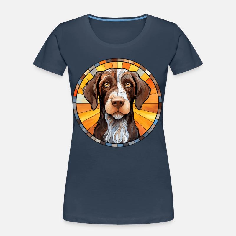German Wirehaired Pointer Dog Breed Watercolor Gla Women's Premium Organic T-Shirt