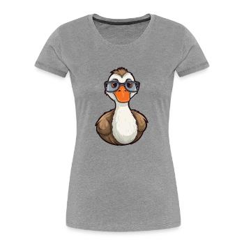 Goose Wearing Glasses Cartoon Kawaii Illustration - Women's Premium Organic T-Shirt -  - Front - Mia (176cm)