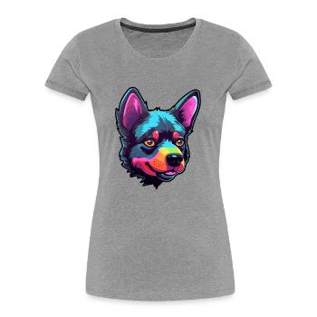 Schwarzer norwegischer Elchhund Hunderasse Cartoon Kawaii - Frauen Premium Bio T-Shirt -  - Vorne - Mia (176cm)
