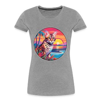 Rotluchs buntes Aquarell Karikatur Kawaii Tier - Frauen Premium Bio T-Shirt -  - Vorne - Mia (176cm)