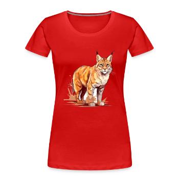 Rotluchs buntes Aquarell Karikatur Kawaii Tier - Frauen Premium Bio T-Shirt -  - Vorne - Mia (176cm)