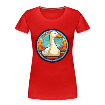 Goose Stained Glass Colorful Cartoon Kawaii Animal - Women's Premium Organic T-Shirt -  - Front - Mia (176cm)