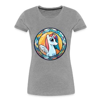 Ponny vitrail coloré dessin animé Kawaii Animal - T-shirt bio Premium Femme -  - Devant - Mia (176cm)
