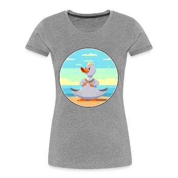 Goose Cartoon Yoga Beach Summer Illustration - Women's Premium Organic T-Shirt -  - Front - Mia (176cm)