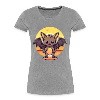 Bat Funny Cartoon Kawaii Beach Illustration - Women's Premium Organic T-Shirt -  - Front - Mia (176cm)