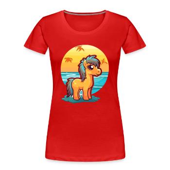 Ponny drôle de dessin animé kawaii plage illustration - T-shirt bio Premium Femme -  - Devant - Mia (176cm)