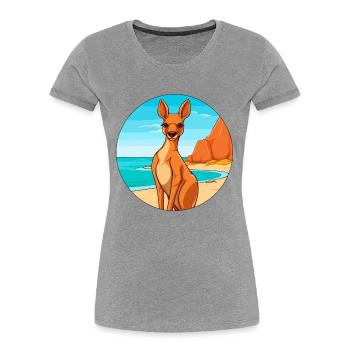 Kangourou aquarelle dessin animé Kawaii Clipart Animal - T-shirt bio Premium Femme -  - Devant - Mia (176cm)
