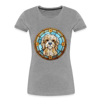 Lowchen Kleiner Löwe Hund Rasse Buntglas Farbe - Frauen Premium Bio T-Shirt -  - Vorne - Mia (176cm)