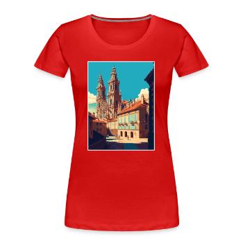 Santiago De Compostela Spanien Vintage Reiseposter - Frauen Premium Bio T-Shirt -  - Vorne - Mia (176cm)