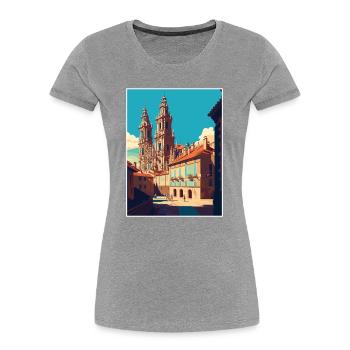 Santiago De Compostela Spanien Vintage Reiseposter - Frauen Premium Bio T-Shirt - Navy - Vorne - Mia (176cm)