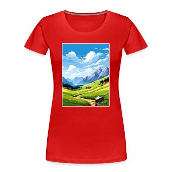 Velika Planina Slovénie Lac de Bled Affiche de voyage - T-shirt bio Premium Femme -  - Devant - Mia (176cm)