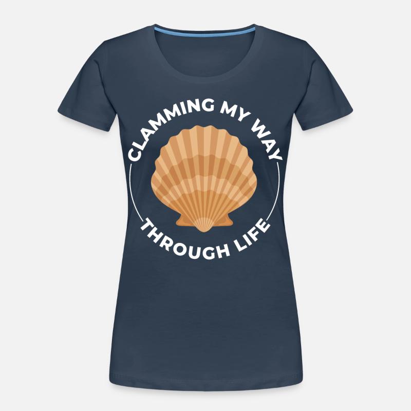 Clam Shell Seashells Collector Beachcomber Beach Women's Premium Organic T-Shirt