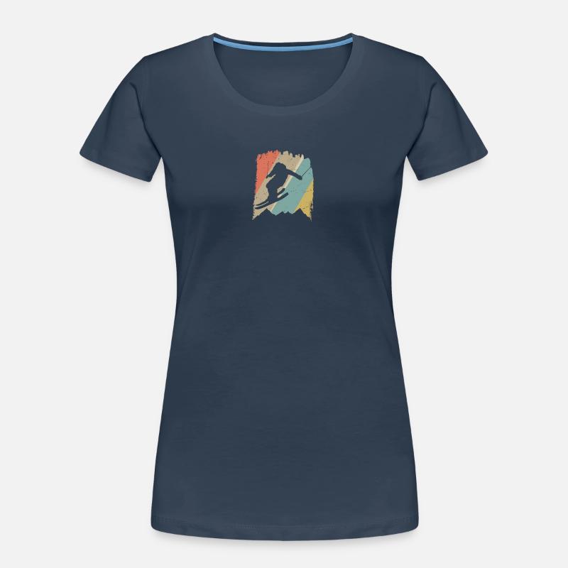 Retro Snowboard Silhouette auf Pastellstreifen Frauen Premium Bio T-Shirt